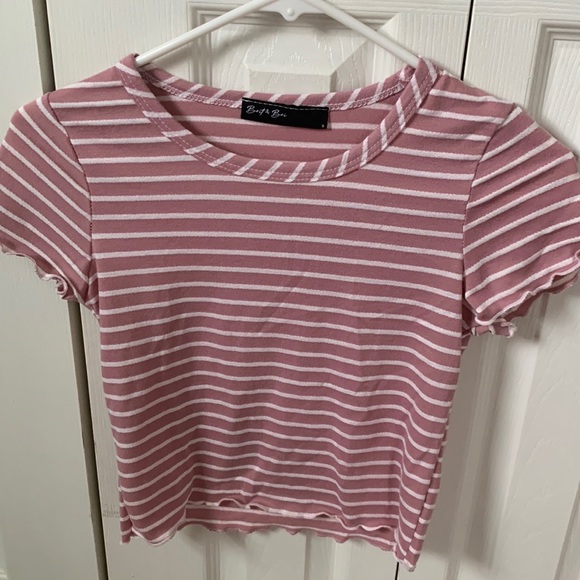 small pink striped lettuce tee - Picture 1 of 3